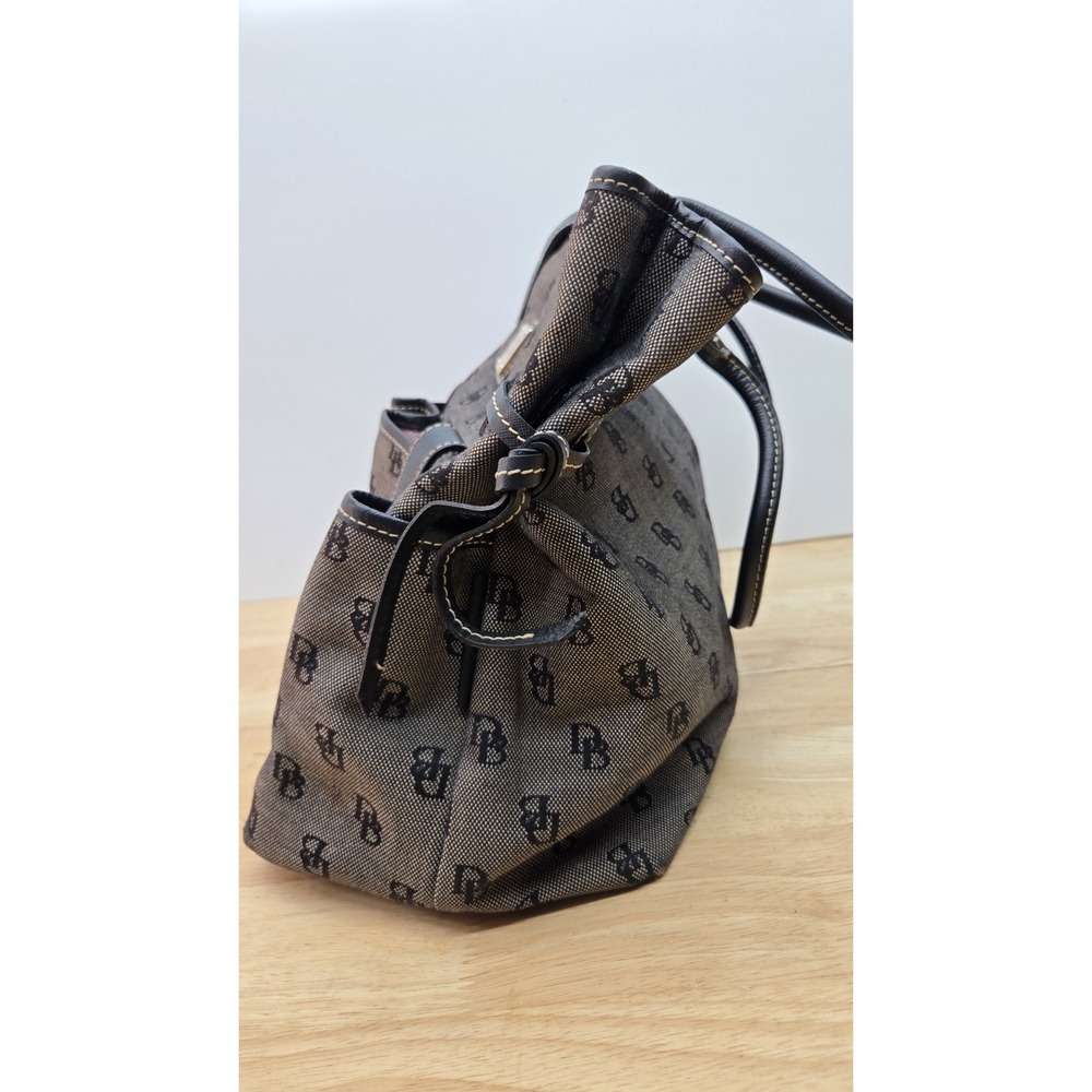 Vintage Dooney & Bourke  Signature Monogram Canvas Tote Bag Black/Grey,‎ Medium - Picture 5 of 16